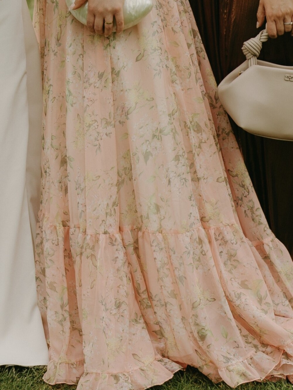 NWT Mac Duggal Pink Ruffle Tiered Floral Cut-Out Chiffon Gown Dress size 6 - Picture 5 of 5